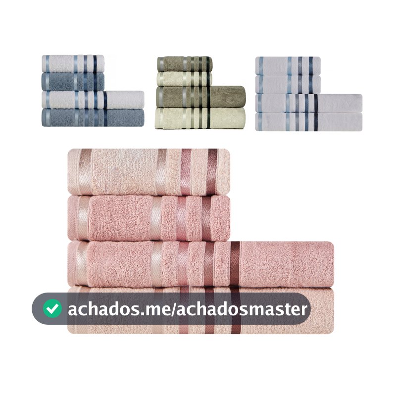 Jogo de Toalhas 4 Peças Banhão Gigante + Rosto Fio Penteado Lumina Karsten - Emcompre