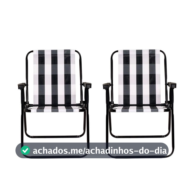 Conjunto Com 2 Cadeiras De Praia Alta De Aço Mor Retrô Preto