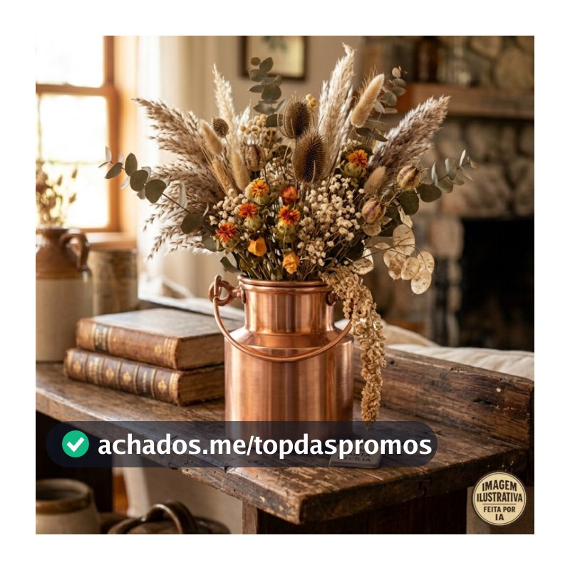 Latão de Leite Alumínio Cor Cobre Decorativo – Leiteira Fazenda Vintage Rustica