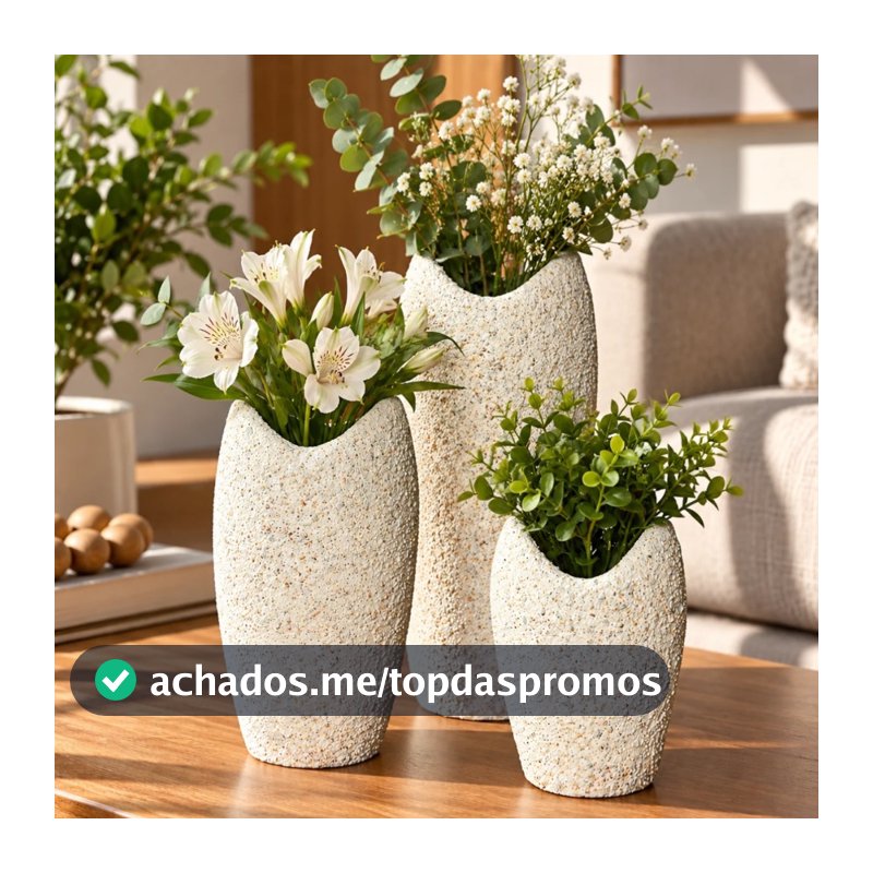 Kit 3 Vasos Cerâmica Decoração Premium Lançamento Para ambientes Sofisticados