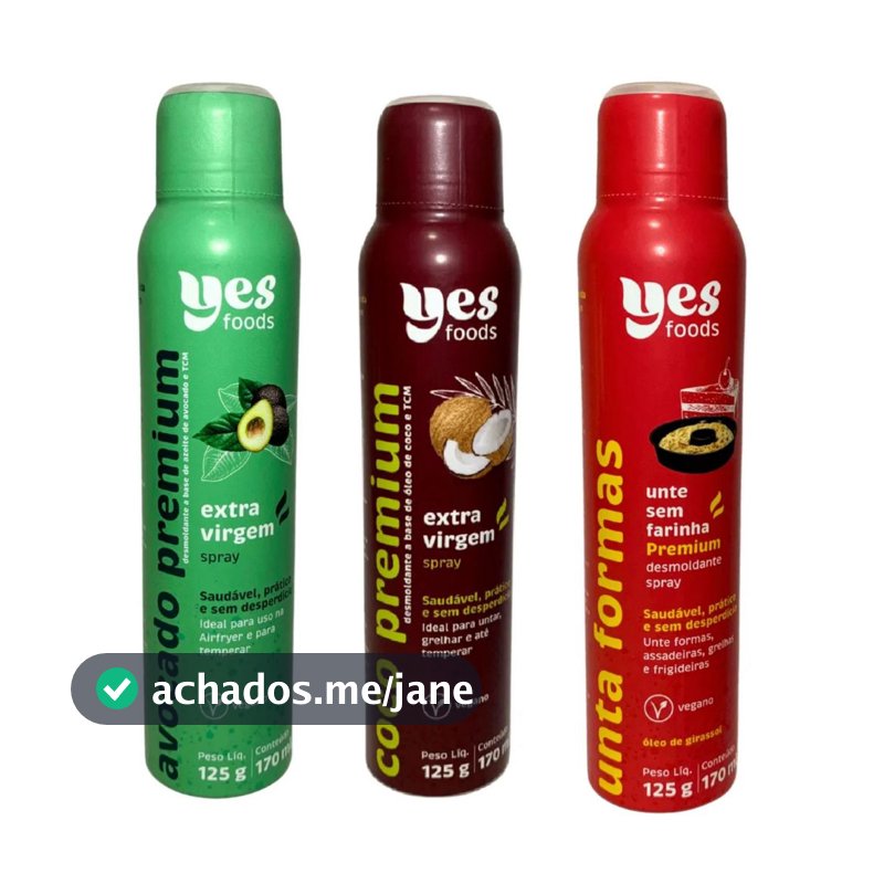 Oleo Vegano Avocado ou Côco ou Unta Formas 170ml  Spray