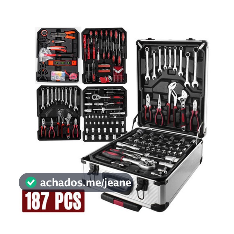 Kit Maleta De Ferramentas 187 Pçs Cromo Valadinum C/ Rodas