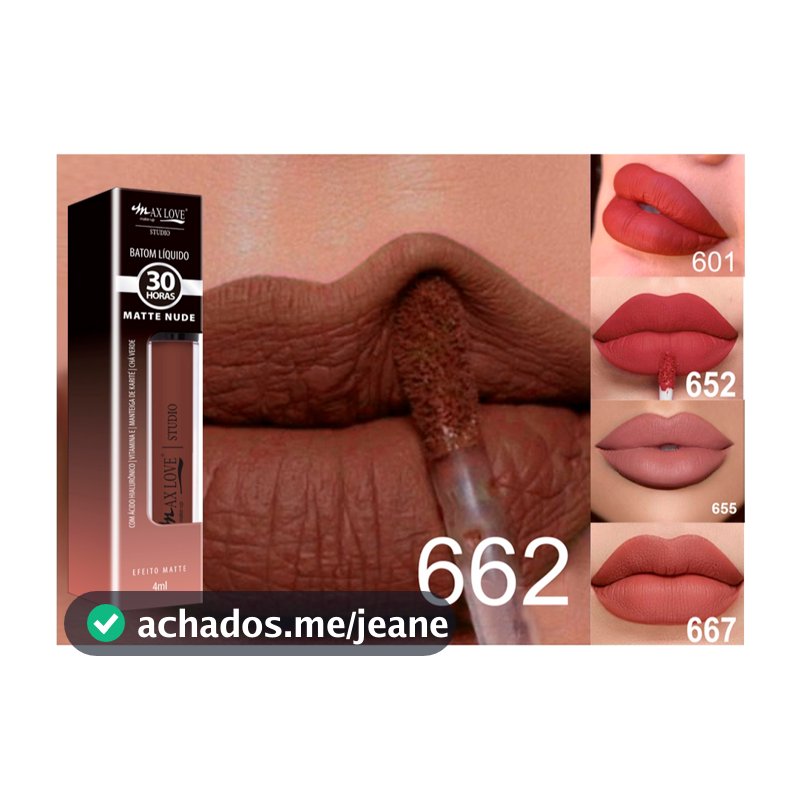 Batom Líquido Matte Maxlove Fixação de Longa Duração 24, 30h Nude Não Craquela - Escolha as Cores.