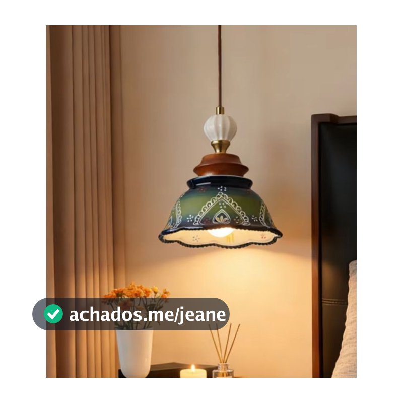 luminária vintage em cerâmica, luminária minimalista retro