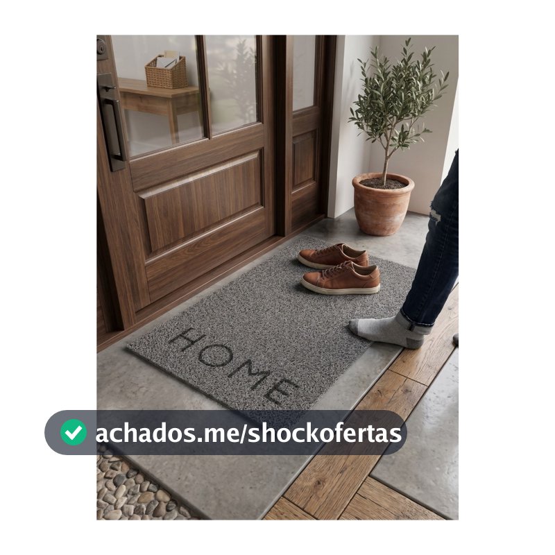 Tapete Porta Entrada Casa Capacho Vinil Terral Home Cinza 40x75cm