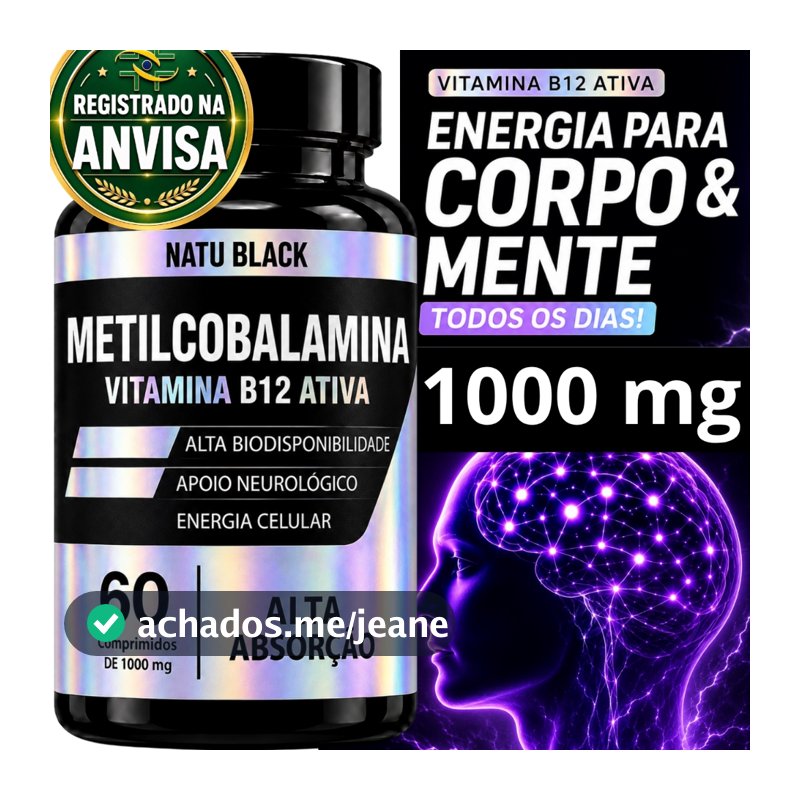 METILCOBALAMINA 1000 mg Vitamina B12 Original (POTE PARA DOIS MESES DE USO)