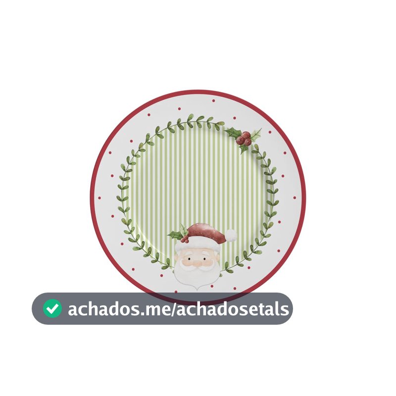 Conjunto com 6 Pratos de Sobremesa Ludic Natal Ø21cm Cerâmica Alleanza