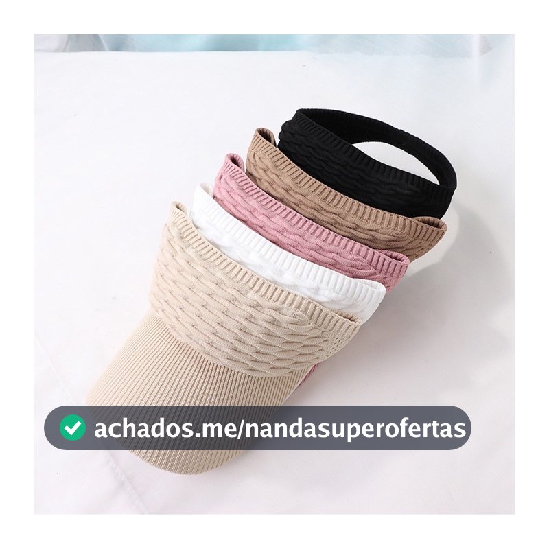 Viseira Sport franzida de tecido ajustável, confortável e leve viseira de proteção ao sol caminhada e corrida