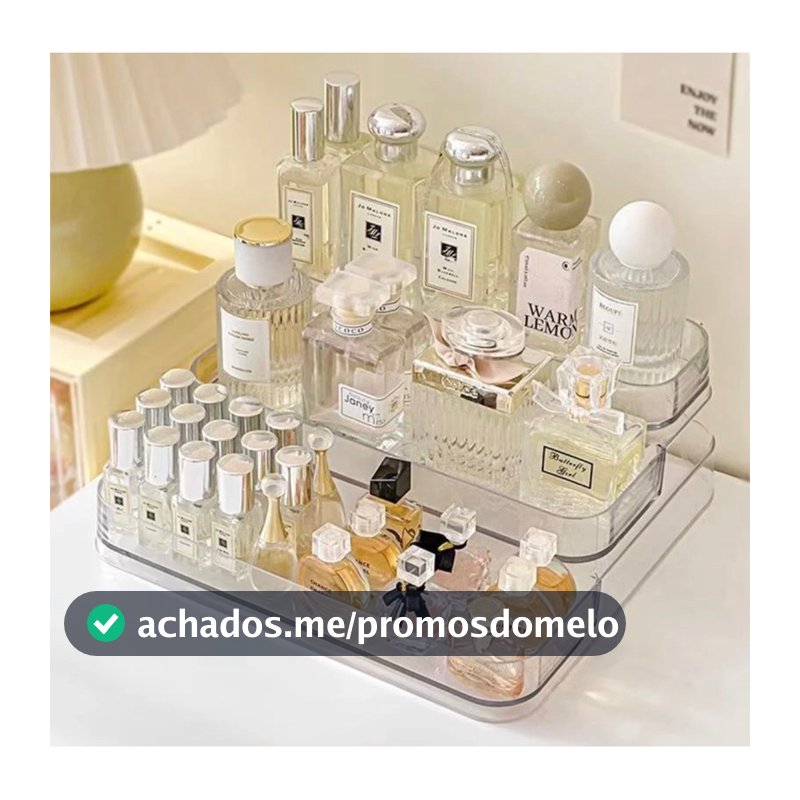 Expositor de Perfumes Cosméticos 3 Andares Multiuso Organizador Prateleira Diamante Acrílico Porta Maquiagem Beleza