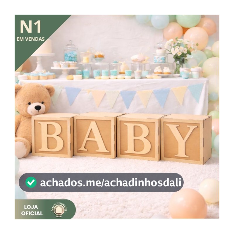 Kit Cubo Baby MDF Cru Decoração Cha Bebê Revelação Festa Infantil Painel