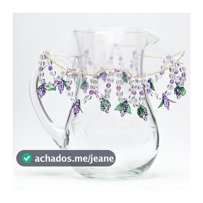 Cobre Jarra bordado Pedraria Roxo