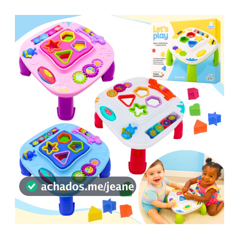 Mesinha Didática Infantil Educativa Sensorial Mesa Divertida Atividades Interativas Formas Encaixar