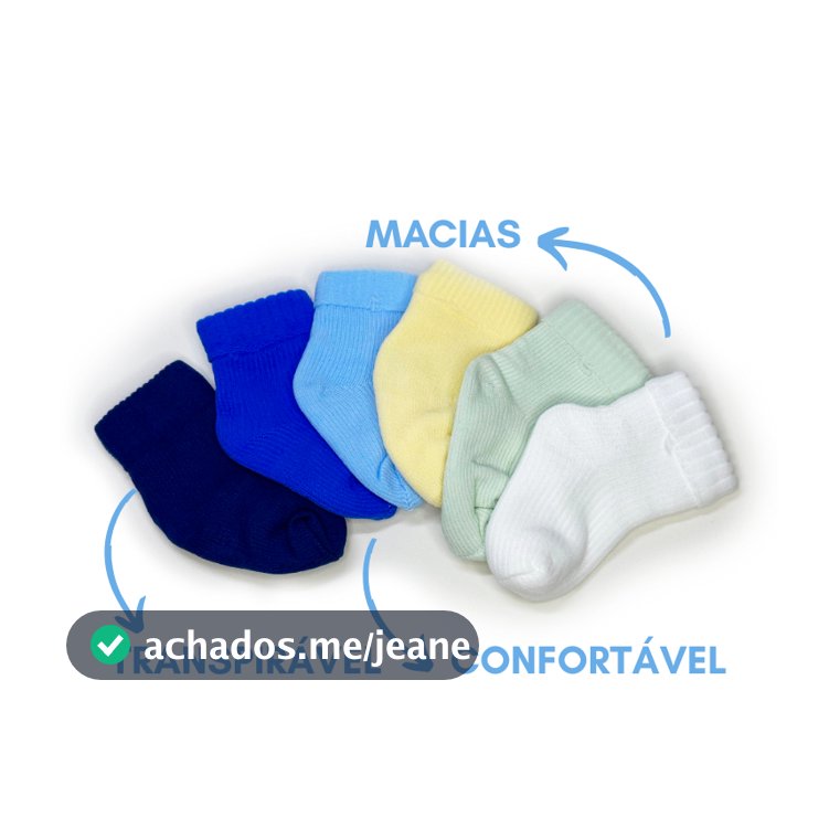 Kits - Meia bebê RN Recém nascido com calcanhar para enxoval e saída maternidade