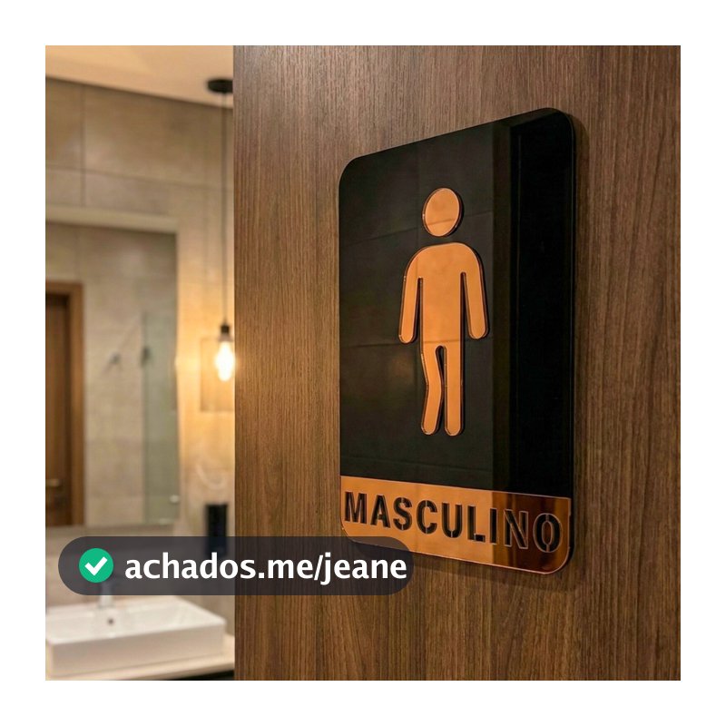 Kit de Placas Sinalização Banheiro Acrílico Espelhado Masculino Feminino Porta