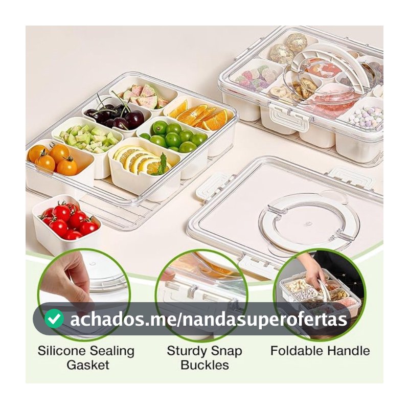 Pote Organizador de Geladeira Hermético com 8 Divisórias – Ideal para Alimentos, Frutas e Verduras