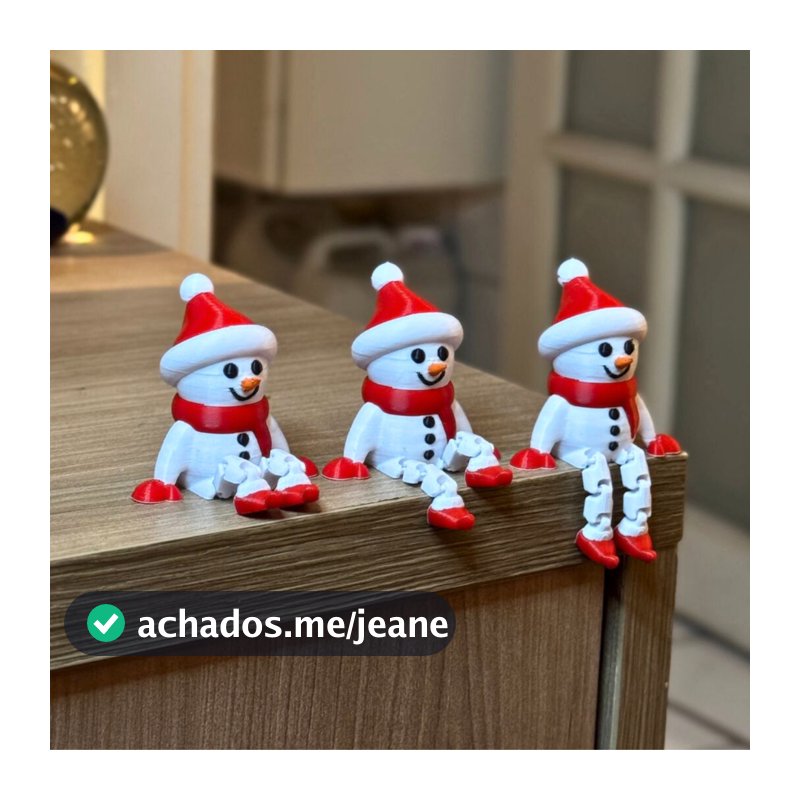 Boneco de Neve Articulado Natalino | Sentado com Pernas Articuladas | Decoração De Natal