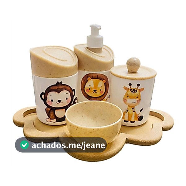 Kit Higiene Bebê Safari c/Bandeja Nuvem Crua