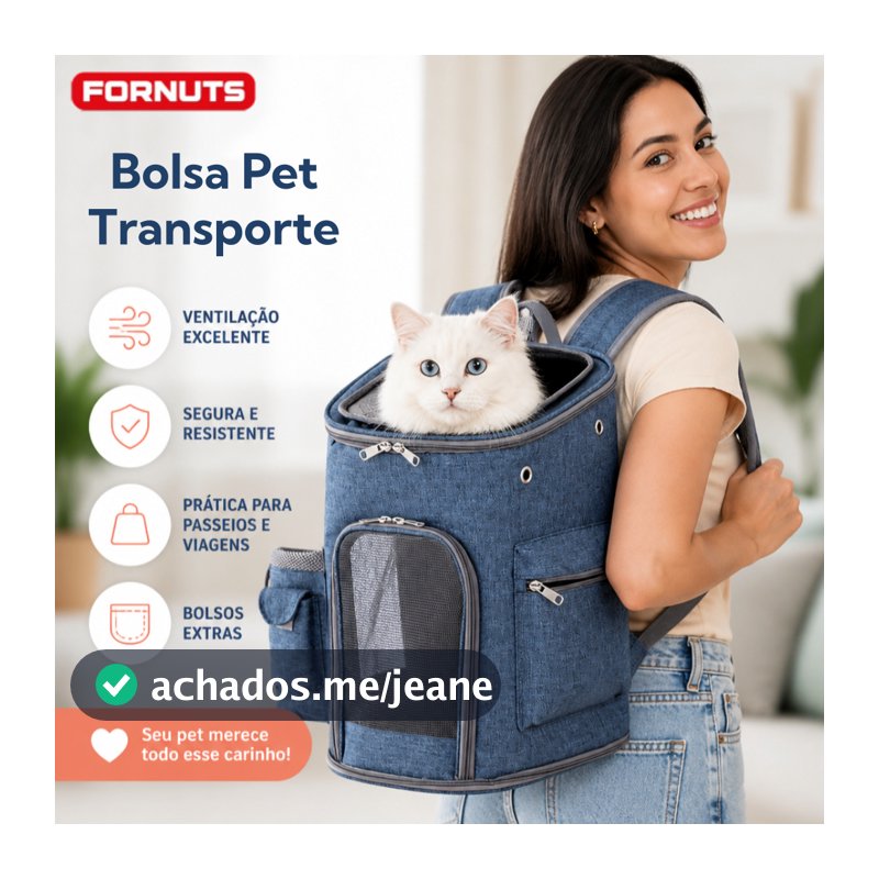 FORNUTS Mochila Pet para Cachorro Gato Suporta até 10kg Viagem Resistente Respirável Mochila Transporte Pet