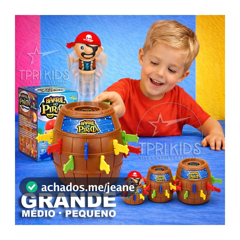 Barril Pirata Grande Médio Mini Original Brinquedo Infantil Jogo Tabuleiro Pula Família 4+ Educativo