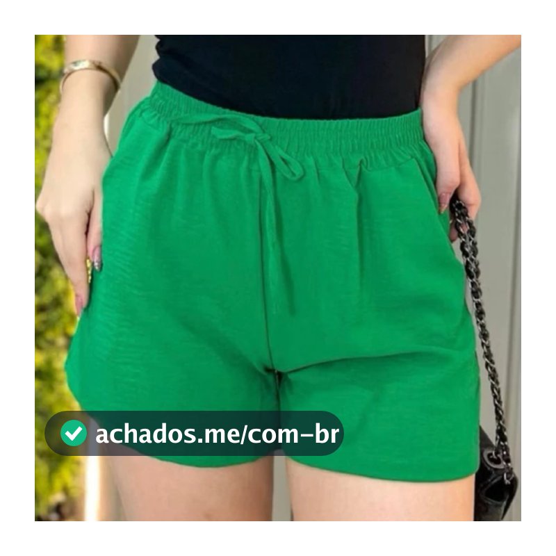 Short Duna Feminino Com Bolso Elástico na Cintura Moda Verão