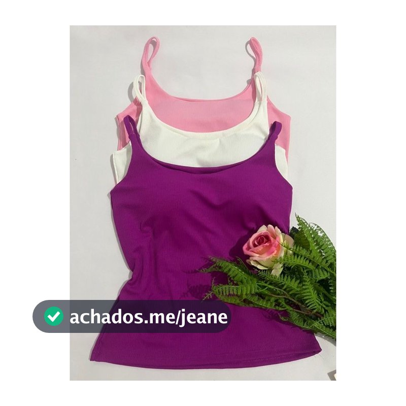 kit 3 regata feminina matéria ribana canelada com bojo