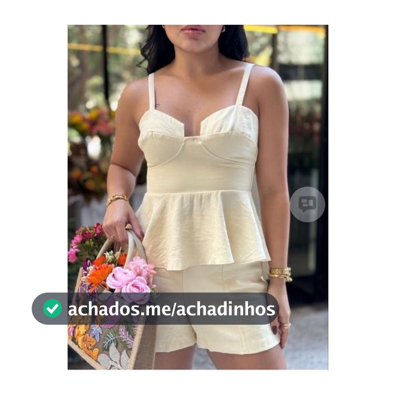 Conjutonto Feminino Cropped Peplum Com Alças + Short Alafataria Marrante Moda Verao Elegante Casual