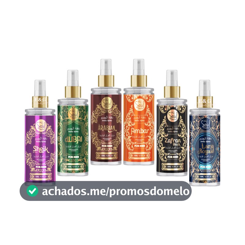 Body Splash Desodorante Colônia Árabe Masculino Soul Cosméticos 200ml