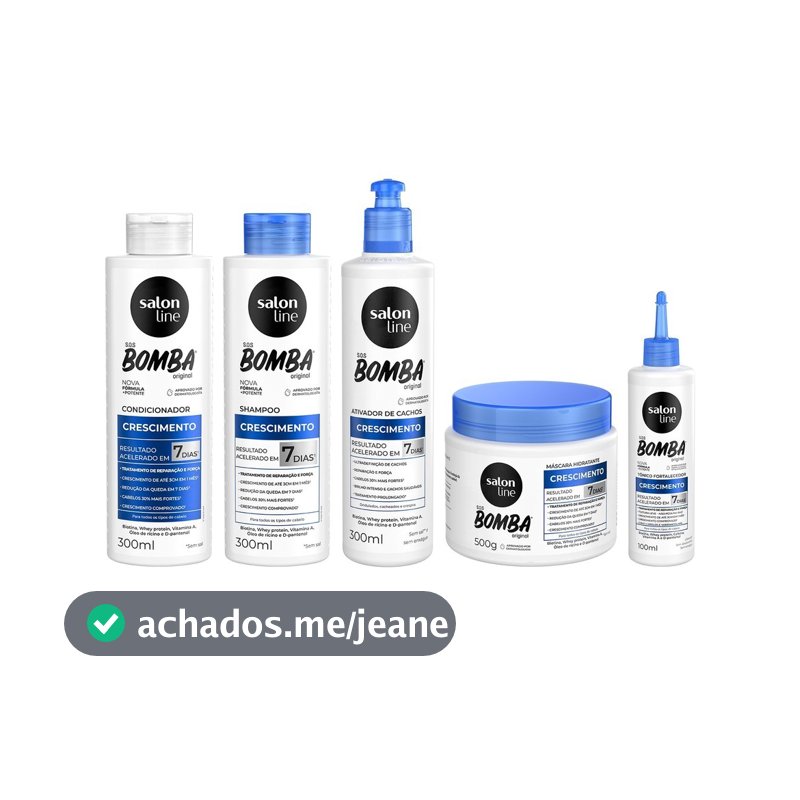 Kit Crescimento SOS Bomba Original Ativador de Cachos e Tônico Salon Line