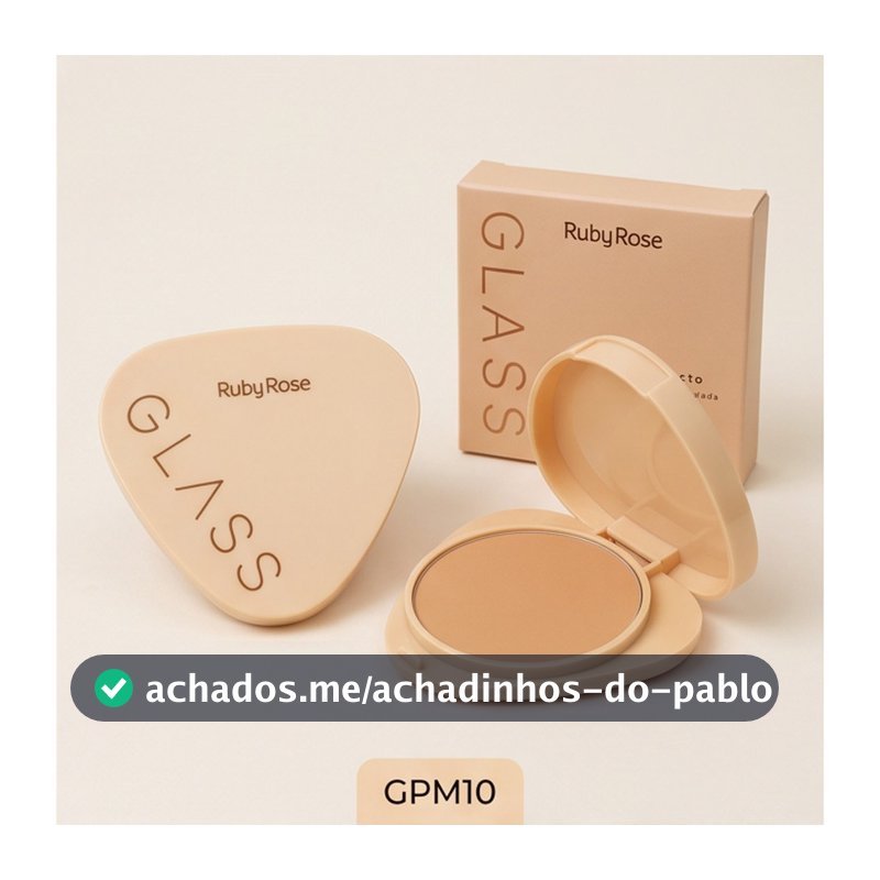 Pó Compacto Glass By Ruby Rose com Textura Aveludada para Pele Suave 50g