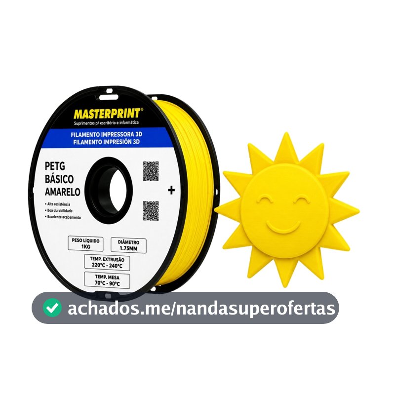 Filamento Impressão 3D 1kg PETG Amarelo Masterprint