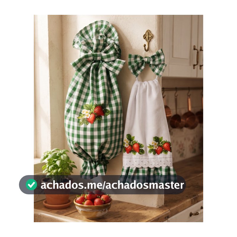 📌PROMOÇÃO Kit Cozinha Completo – Charme e Praticidade para o Seu Lar! Pano de Prato Com Argola e Puxa Saco. Artesanal.