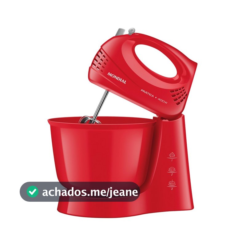 Batedeira 400 watts 3 velocidades vermelha Prática - B-44-R - Mondial