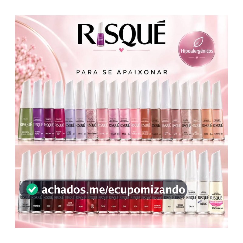 RISQUÉ KIT ESMALTES DIFERENTES SORTIDOS HIPOALERGENICOS ATACADO