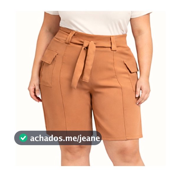 Short Alfaiataria Feminino Plus Size Premium Elegante Social com Laço na Frente - SP 01