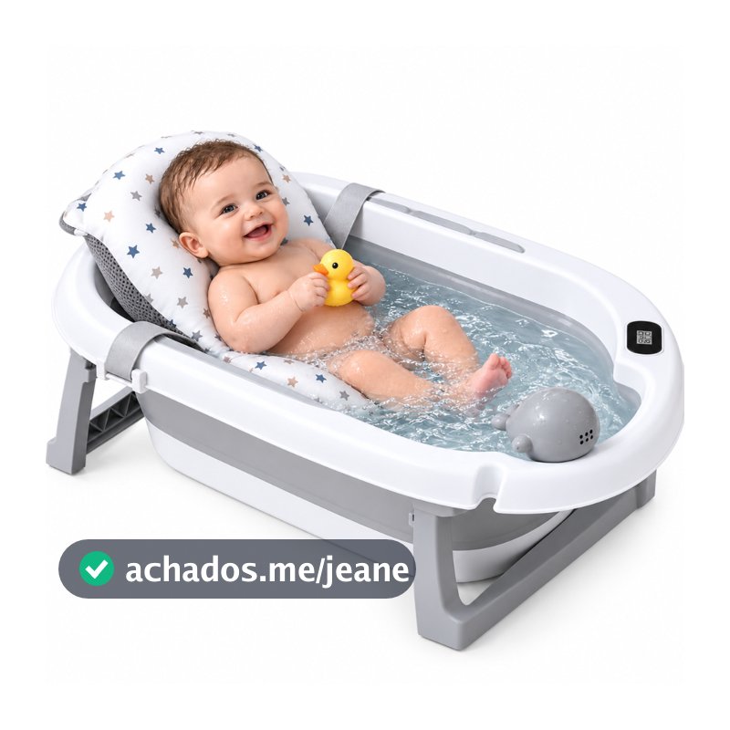Banheira Para Bebê Dobrável Club Baby 40 Litros com Termômetro