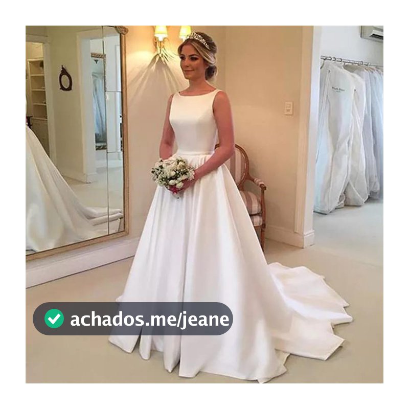 Vestido de Noiva Sem Renda Com Decote nas Costas