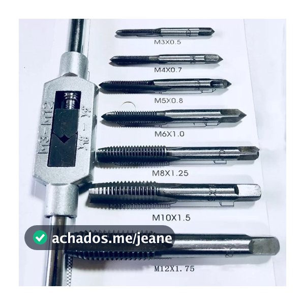 Jogo De Macho Com Vira Macho 8 Pças M3 A M12 Pra Abrir Rosca