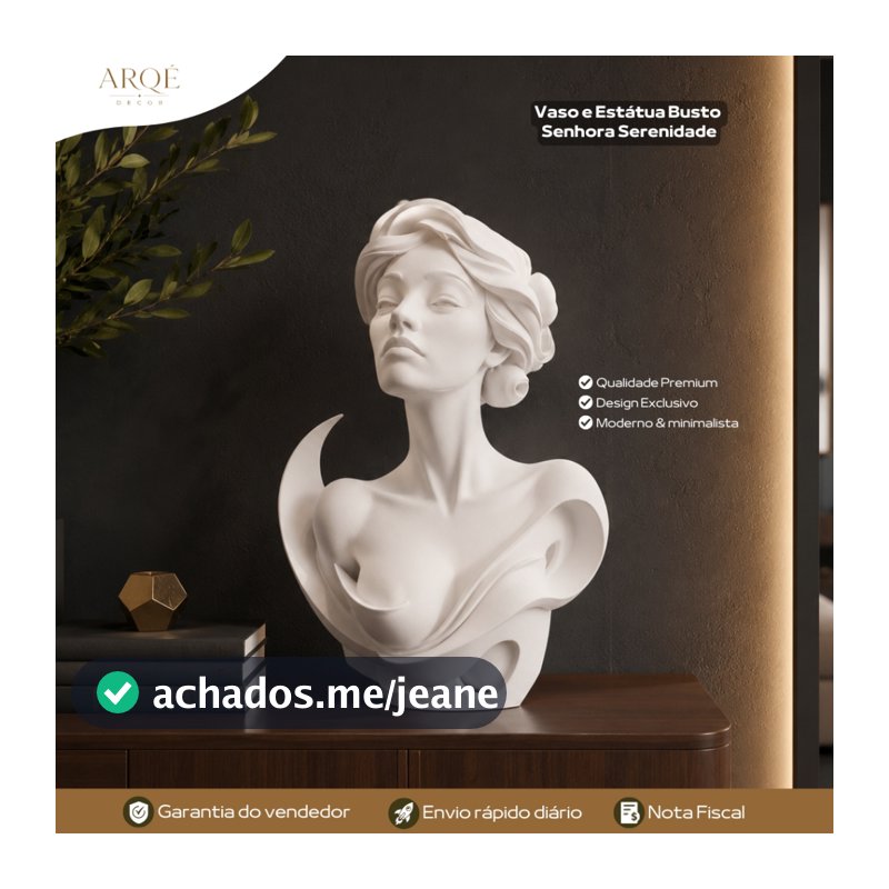 Vaso Estátua Senhora Serenidade Arqé Decor Luxo Decorativo Sofisticado Minimalista Moderno Elegante para Sala Quarto