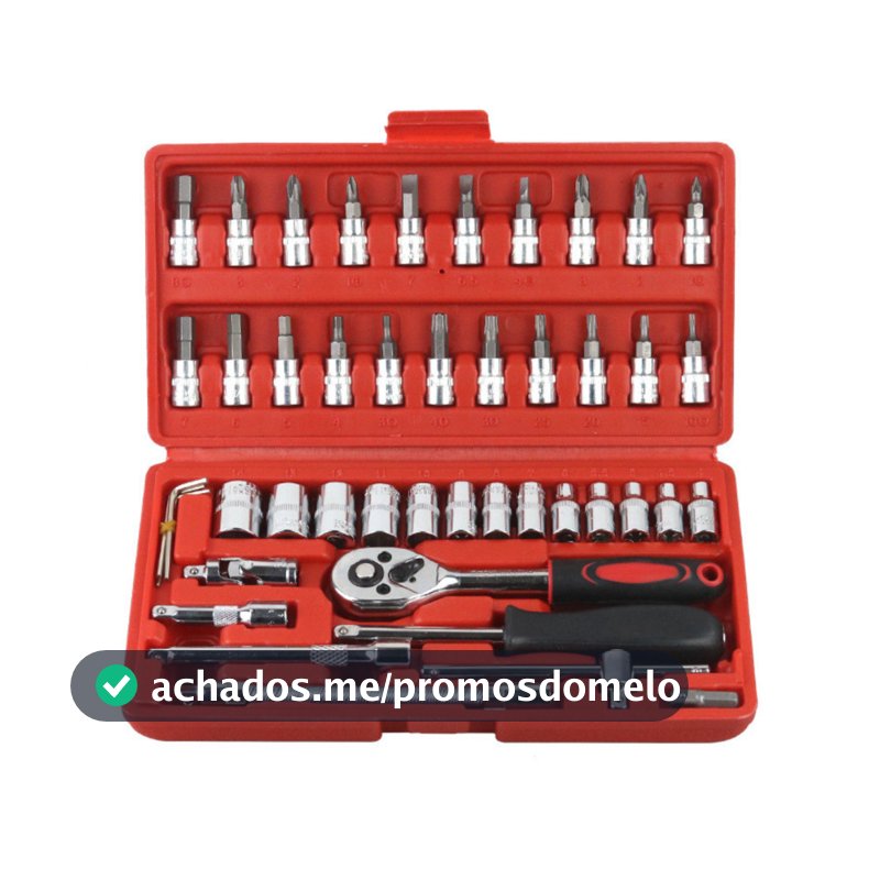 Kit 46 Peças Chave Catraca Jogo Soquetes Allen Torx Ferramentas Profissional Completo
