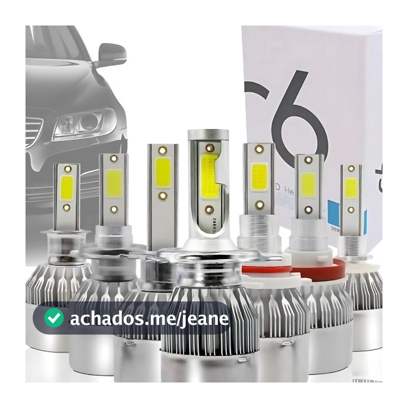 Lâmpada LED C6 para Farol Automotivo 6000K 12V 24V H1 H3 H4 H7 H11 H13 9005 9006 H16 H27