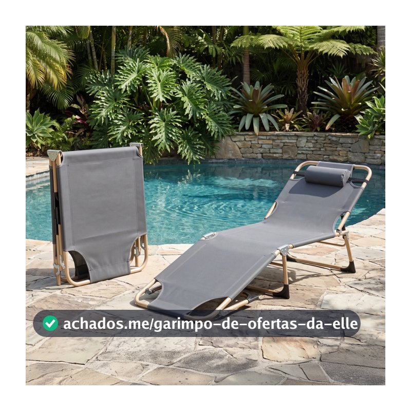 Cadeira Espreguiçadeira Dobrável Reclinável Deitar Tomar Sol Impermeável Portátil Jardim Spa Pesca Suporta 120kg