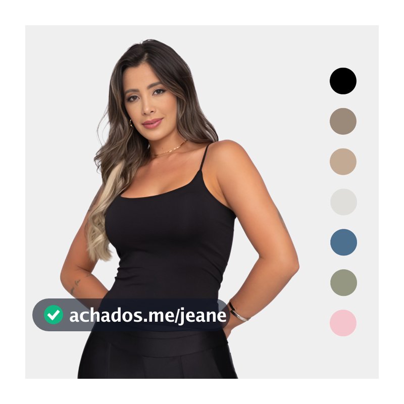 Regata Alça Fina em Poliamida Blusa com Forro Blusinha