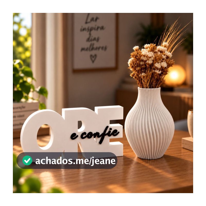 Kit Vaso e Escultura Ore e Confie Religioso Decorativo Moderno Minimalista Casa Sala Escritório