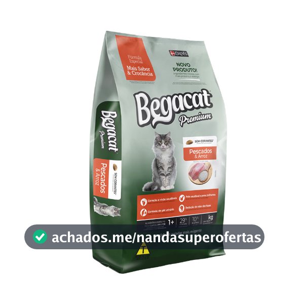Ração Begacat Premium Gatos Adultos Pescados e Arroz 7kg