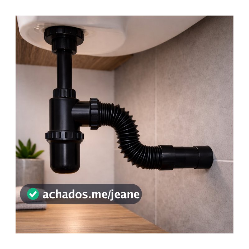 Sifão Flexivel Copo Flex PRETO Universal Sanfonado Ajustável Pia Cuba Lavatório Tanque Cozinha Banheiro