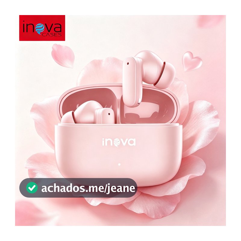 Inova Fones De Ouvido Sem Fio Rosa Genuínos Bluetooth 5.4 , Estéreo Verdadeiro Com Microfone Embutido E Controles Toque
