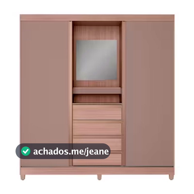 Guarda Roupa Casal Fortaleza II com 2 Portas de Correr e 4 Gavetas Bartira