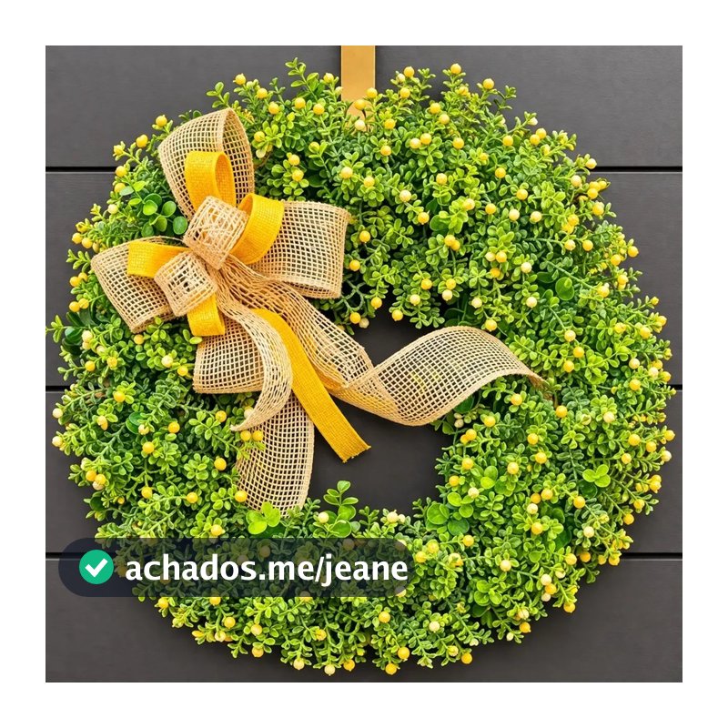 Guirlanda Bem Vindo Porta Casa Verde Natural Artificial Laço de junta amarelo 45cm