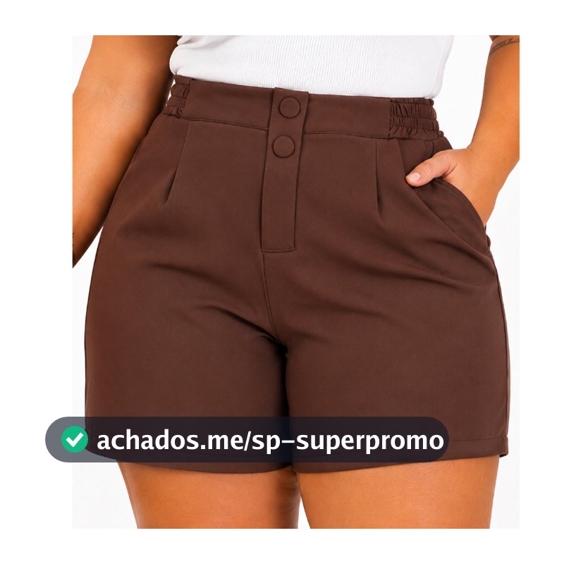 Short Alfaitaria plus Size Premium Cintura Alta Tamanho Grande Social Botão Forrado