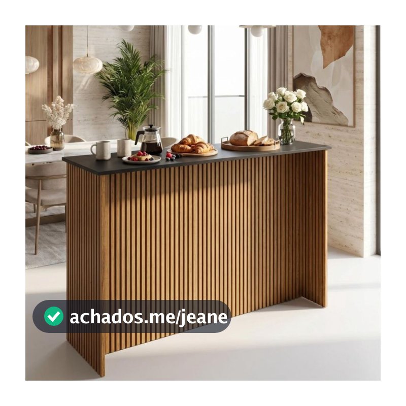 Balcao para Cozinha Ilha Bancada Gourmet Americana Ripada Cairo 120 cm Alto Premium